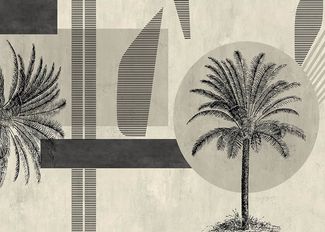 Fototapeta Tropikalne Drzewa we Wzorach Geometrycznych
