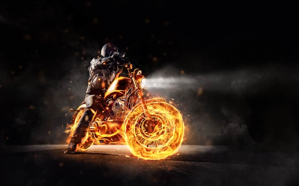 Fototapeta Płonący Motocykl