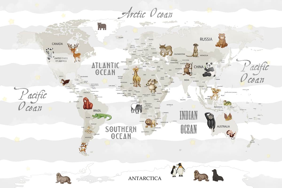 Fototapeta Mapa Świata dla Dzieci