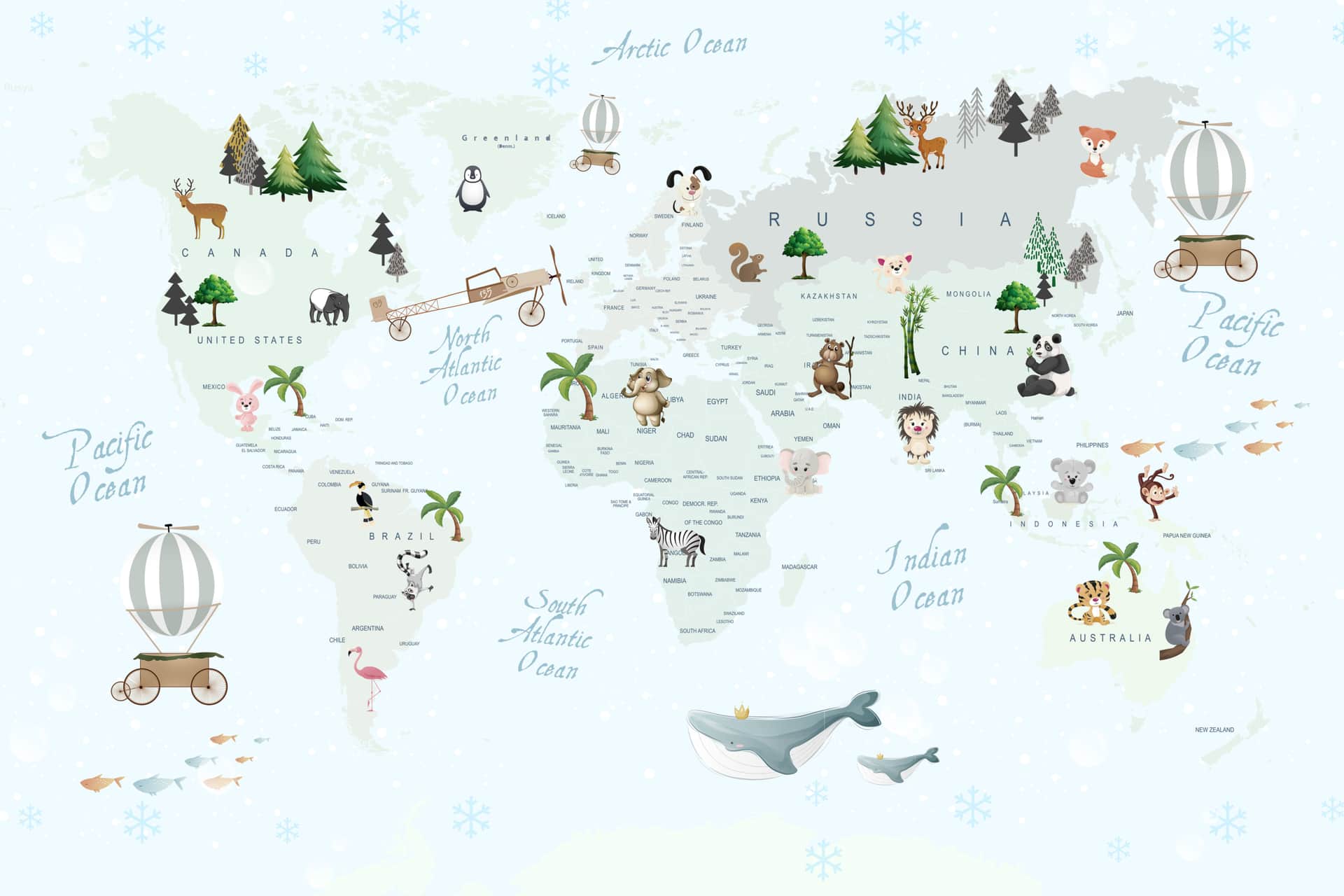 Fototapeta Mapa Świata Błękitna