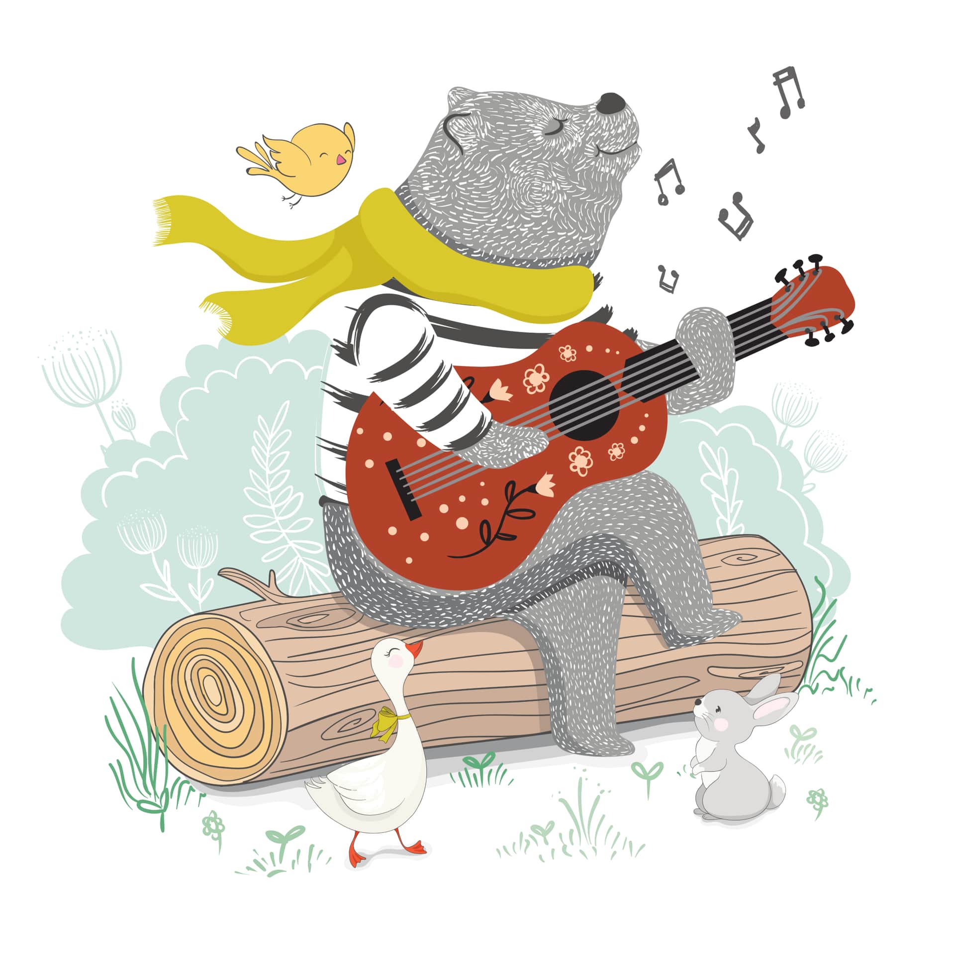Fototapeta Miś Z Gitarą