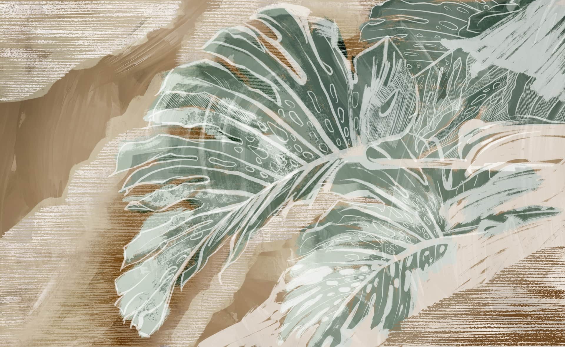 Fototapeta Monstera W Beżu