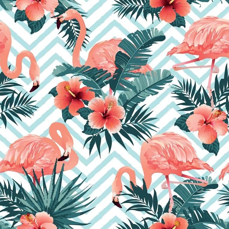 Fototapeta Flamingi i Kwiaty