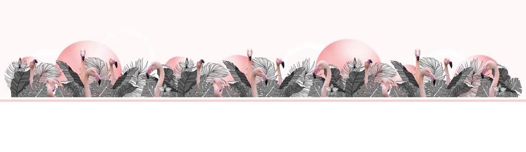 Fototapeta Liście Palmowe i Flamingi