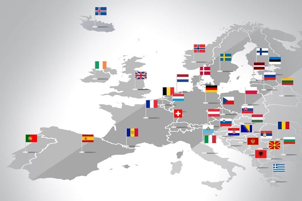 Fototapeta Europa z Flagami Państw