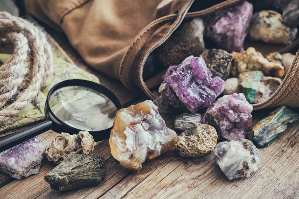 Fototapeta Minerały i Lupa