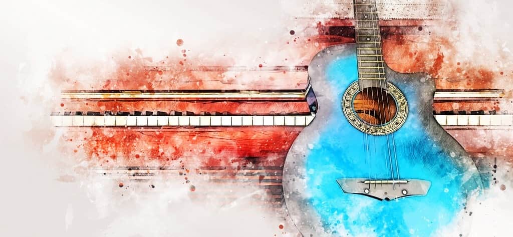 Fototapeta Gitara i Keyboard
