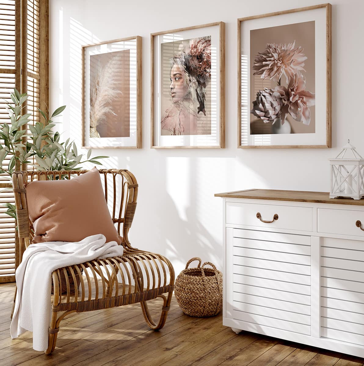 Mockup,Frame,In,Farmhouse,Living,Room,Interior,,3d,Render