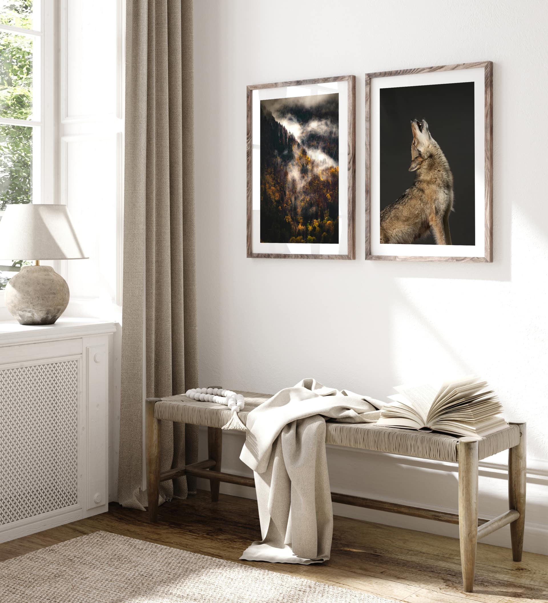 Mockup,Frame,In,Farmhouse,Living,Room,Interior,,3d,Render