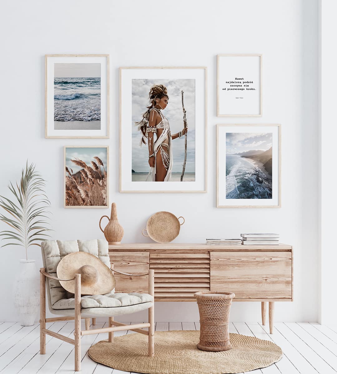 Mock up frame in home interior background, white room with natur