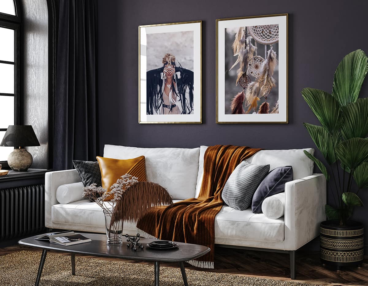 Frame mockup in home interior background, 3d render