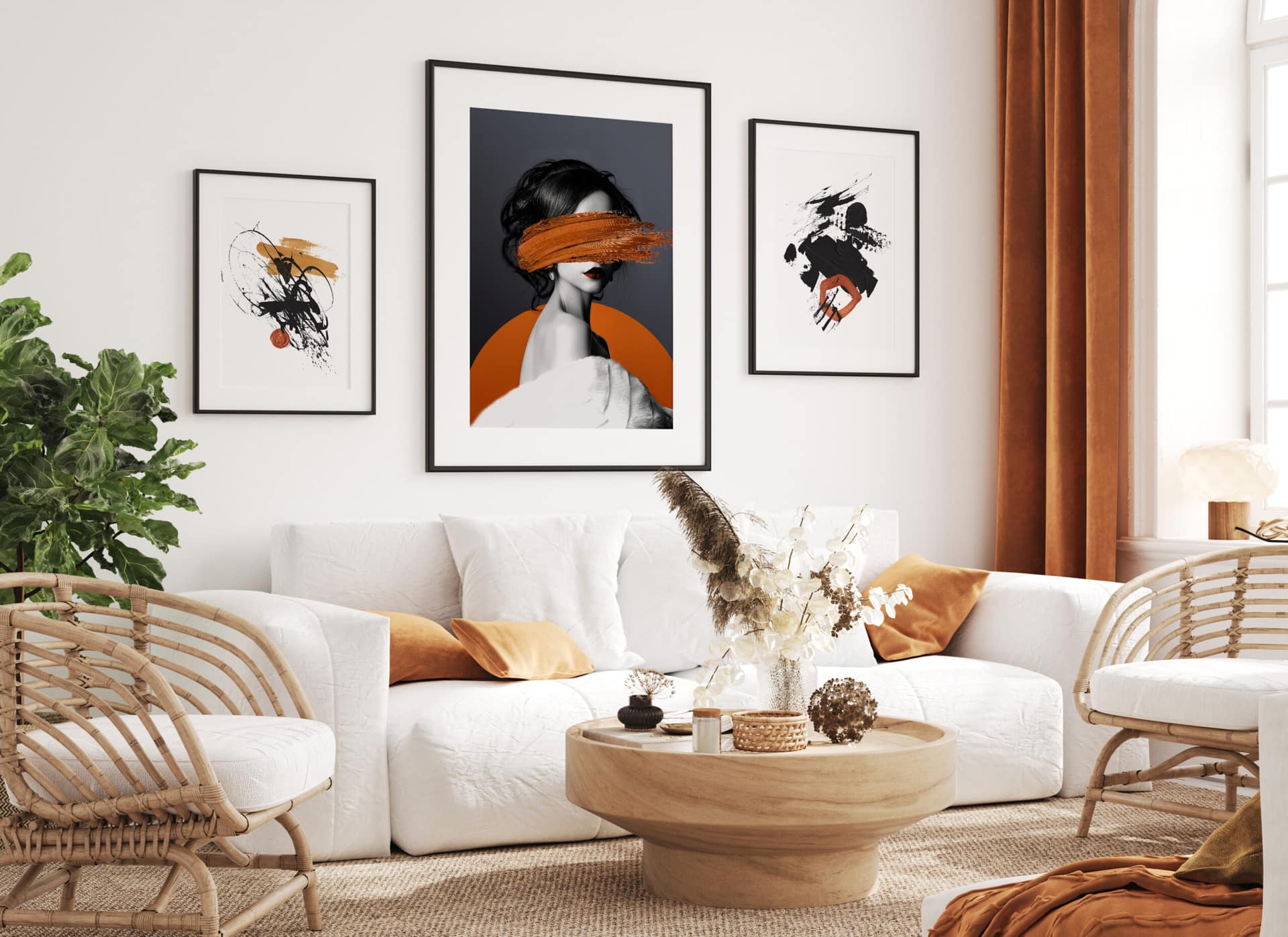 Mock up frame in cozy home interior background, coastal style li