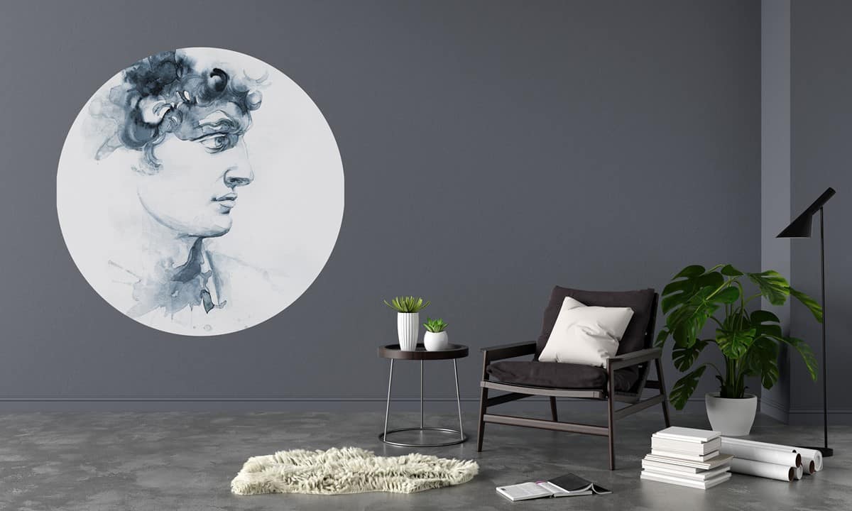Armchair in black living room interior with copy space, 3D rendering