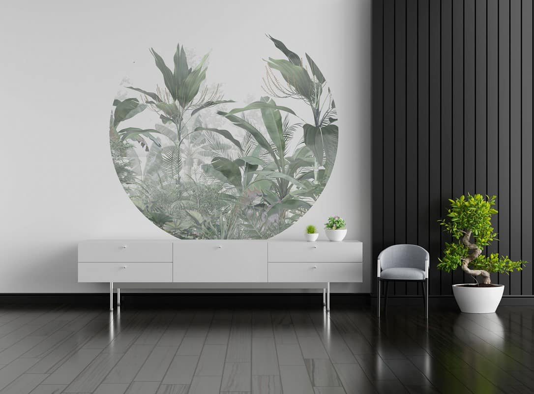 Sideboard in living room interior with free space for mockup, 3D rendering