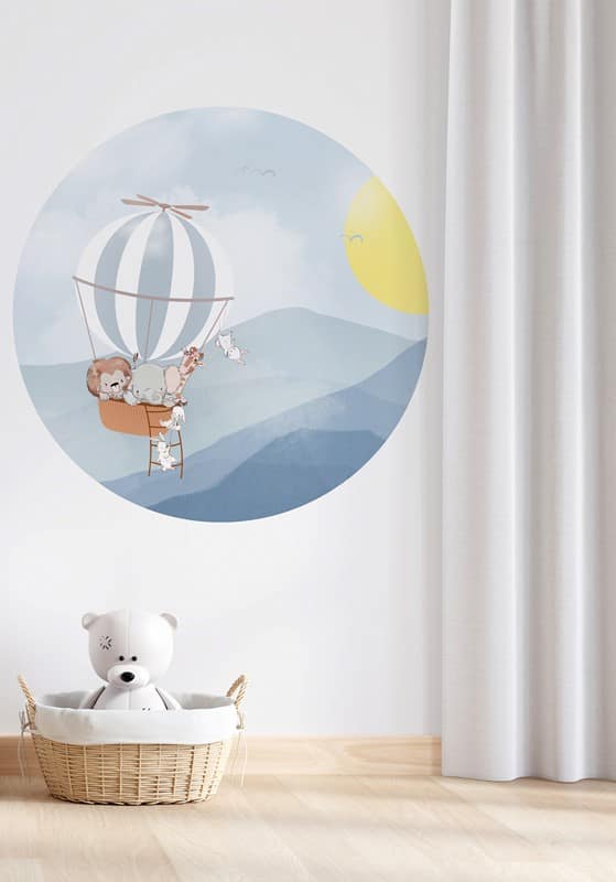 Wardrobe in white child room interior with copy space for mockup, 3D rendering